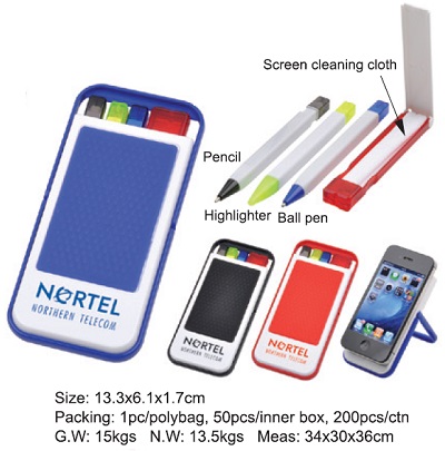 Pen Set/Phone Stand with Screen Cleaning Cloth 525